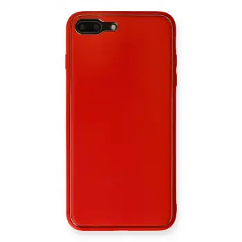 İphone 7 Plus Kılıf Coco Deri Silikon Kapak - Kırmızı