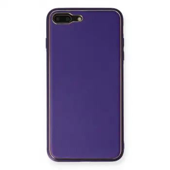İphone 7 Plus Kılıf Coco Deri Silikon Kapak - Mor