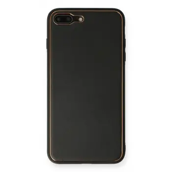 İphone 7 Plus Kılıf Coco Deri Silikon Kapak - Siyah