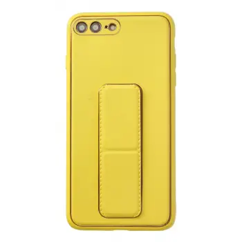 İphone 7 Plus Kılıf Coco Deri Standlı Kapak - Sarı