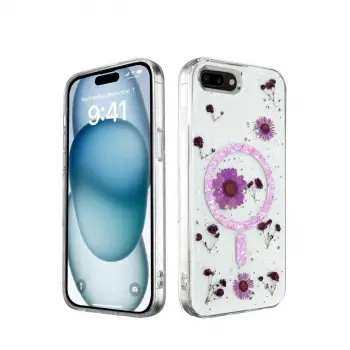 İphone 7 Plus Kılıf Daisy Simli Magsafe Kapak - Mor