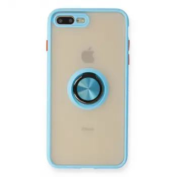 İphone 7 Plus Kılıf Montreal Yüzüklü Silikon Kapak - Buz Mavi