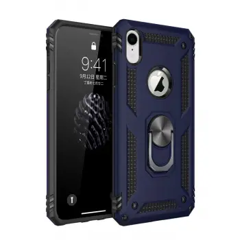 İphone Xr Kılıf Sofya Yüzüklü Silikon Kapak - Lacivert