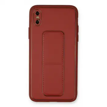 İphone Xs Max Kılıf Coco Deri Standlı Kapak - Fuşya