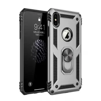 İphone Xs Max Kılıf Sofya Yüzüklü Silikon Kapak - Gümüş