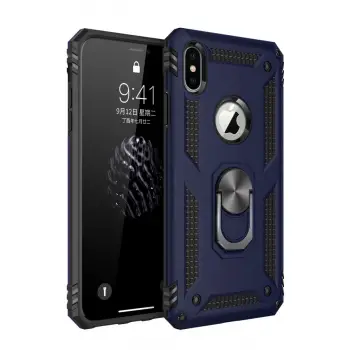 İphone Xs Max Kılıf Sofya Yüzüklü Silikon Kapak - Lacivert