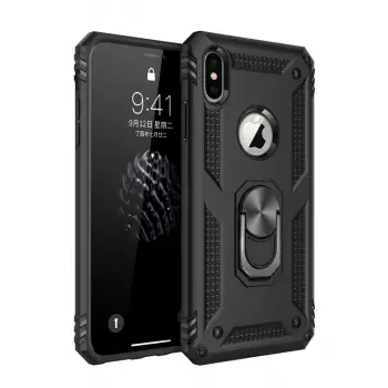 İphone Xs Max Kılıf Sofya Yüzüklü Silikon Kapak - Siyah