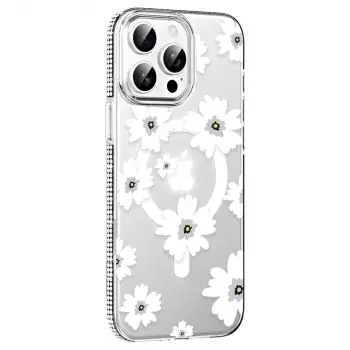 Joko  İphone 14 Pro Max Floral Magsafe Kapak - Beyaz