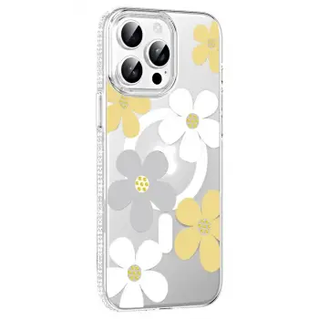 Joko  İphone 14 Pro Max Floral Magsafe Kapak - Sarı