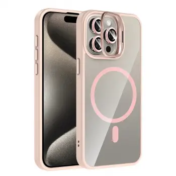 Joko  İphone 14 Pro Max Remim Lensli Magsafe Standlı Kapak - Pembe
