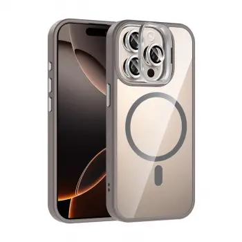 Joko  İphone 14 Pro Max Remim Lensli Magsafe Standlı Kapak - Titan Gri