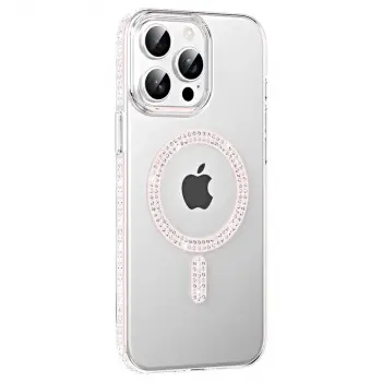 Joko  İphone 15 Pro Move Taşlı Magsafe Kapak - Gümüş