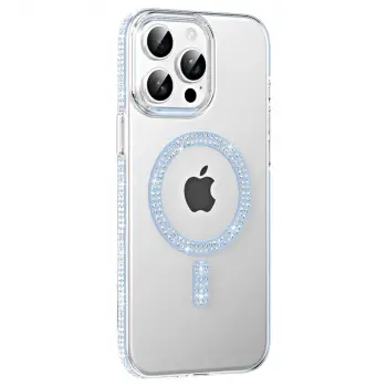 Joko  İphone 15 Pro Move Taşlı Magsafe Kapak - Mavi