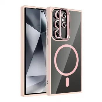 Joko Samsung Galaxy S25 Ultra Remim Lensli Magsafe Standlı Kapak - Pembe