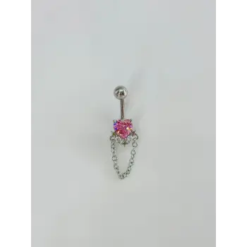 Kalp Detaylı Sallantılı Göbek Piercing - Pg0126