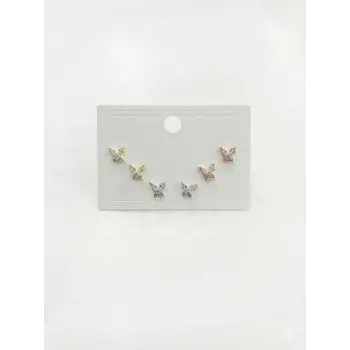 Kelebek Detaylı Altılı Küpe - Kp00607