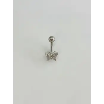 Kelebek Detaylı Göbek Piercing - Pg0129