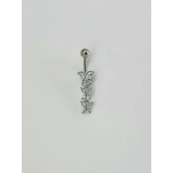 Kelebek Detaylı Sallantılı Göbek Piercing - Pg0076