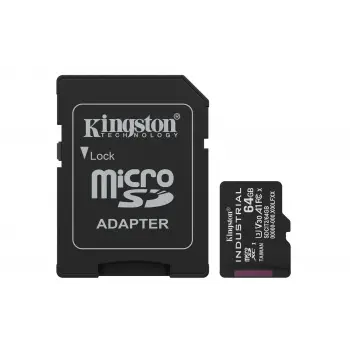 Kingston SDCIT2-64GB 64GB microSDXC Industrial C10 A1 pSLC Card + SD Adapter Hafıza Kartı