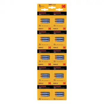 Kodak 20 Adet Max Super Alkalin 2’li Ayrılabilir Kartela İnce Pil