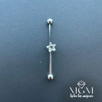 Rodyum Zirkon Taşlı Çelik Köprü - Pr000169