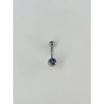 Koyu Hologram Taş Detaylı Göbek Piercing - Pg0051