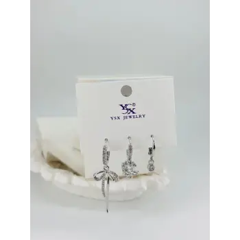 Kurdale Detaylı Üçlü Kombin Küpe - Kp00552