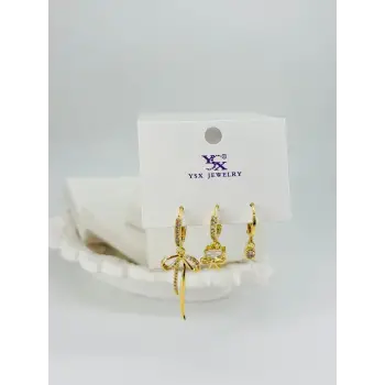 Kurdale Detaylı Üçlü Kombin Küpe - Kp00551