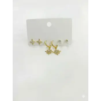 Kutup Yıldızı Detaylı Altılı Küpe - Kp00599