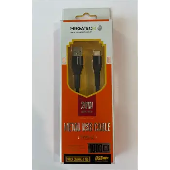 Megatech 3.1A 20W 1mt Örgülü Hasır Siyah Usb To TYP-C DATA KABLOSU (KDO)