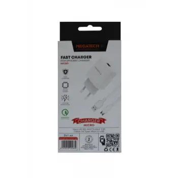 Megatech CC01 (CC22-M3 ) 2in1 5v-3.0 Ev Şarj+ Micro Kablo Hızlı Şarj (KDO)