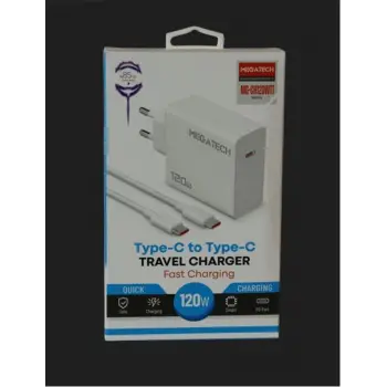 Megatech (MG-CH120WTT) 120W Type-C To Type-C Şarj Aleti (KDO)