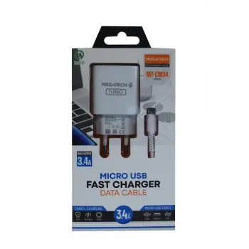 Megatech MT-CM34  3.4A Micro Usb Kablo+ Ev Şarj Adaptörü Hızlı Şarj (KDO)
