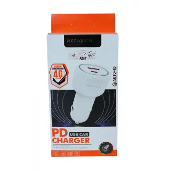 Megatech T-05M40 Beyaz  40W PD-USB Araç Çakmaklık Şarj Başlığı Hızlı Şarj