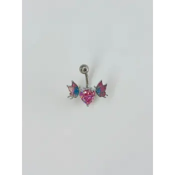 Melek Kanatlı Kalp Detaylı Göbek Piercing - Pg0074