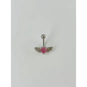 Melek Kanatlı Kalp Detaylı Göbek Piercing - Pg0027