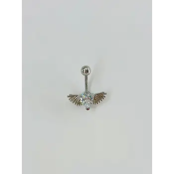 Melek Kanatlı Kalp Detaylı Göbek Piercing - Pg0057