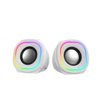 Mikado MD-180 2.0 3W-2 Beyaz RGB Aydınlatmalı USB + 3.5mm USB 5V Speaker Hoparlör