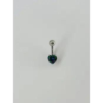 Mistik Topaz Taşlı Kalp Detaylı Göbek Piercing - Pg0020