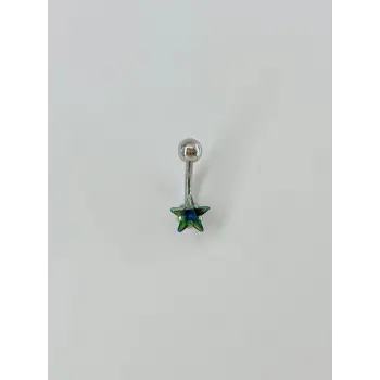 Mistik Topaz Taşlı Yıldız Detaylı Göbek Piercing - Pg0026