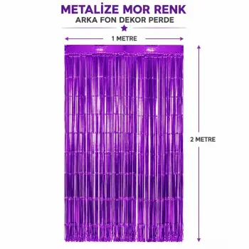 Mor Metalize Parti Perdesi 100x200 Cm – Kapı Ve Arka Fon Perdesi