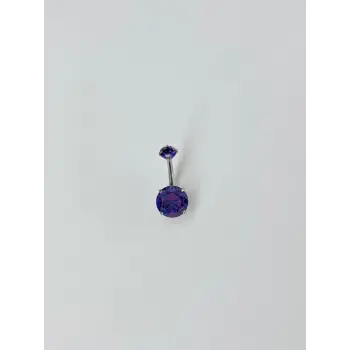 Rodyum Zirkon Taşlı Çelik Göbek - Pg0068