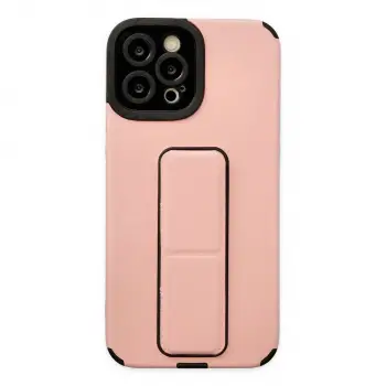 Newface Apple İphone 12 Pro Max Kılıf Mega Standlı Silikon - Pudra