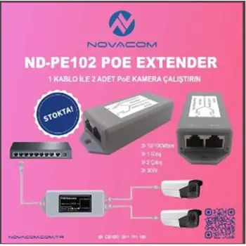 Nova ND-PE102 Poe Extender 10-100 Mbps 1 İnput 2 Output 30W (KDO)