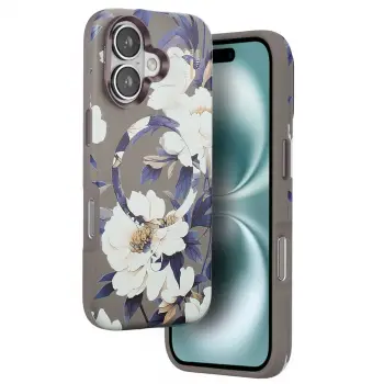 Onegif İphone 16 Flower Series Magsafe Kapak - Gri