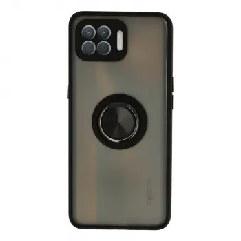 Oppo Reno 4 Lite Kılıf Montreal Yüzüklü Silikon Kapak - Siyah