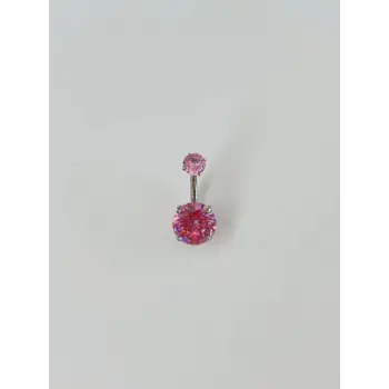 Pembe Taşlı Göbek Piercing - Pg0037