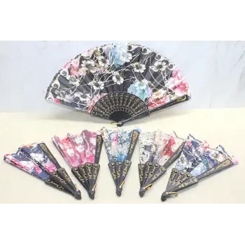 Plastik Çiçek Desenli Yelpaze Alk3571