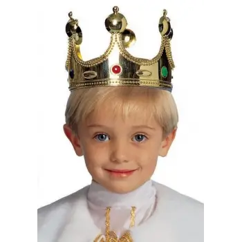 Plastik Kral Tacı Altın Renk Çocuk Boy