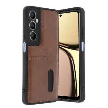 Realme C65 Sara Kartvizitli Deri Kılıf - Taba